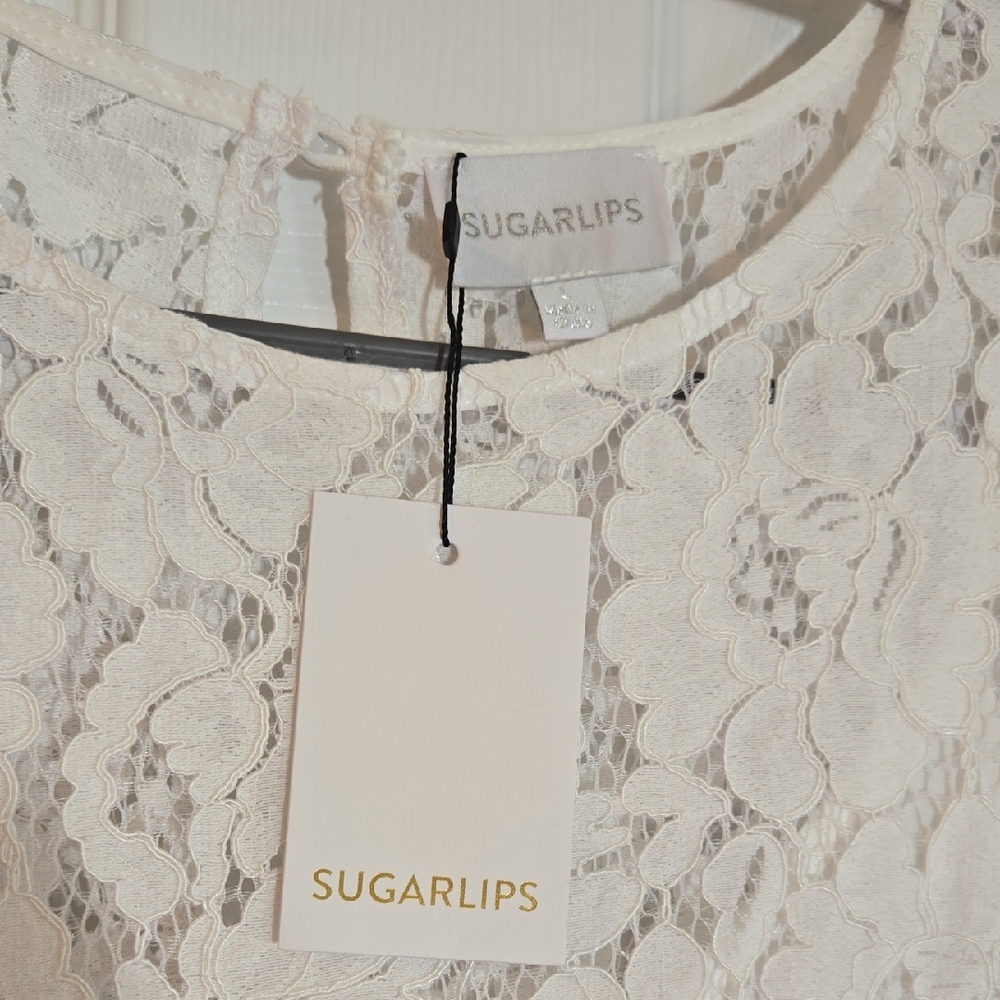 136. New Sugarlips White Lace Tiered A-Line Midi Skirt Size Large - Picture 2 of 8